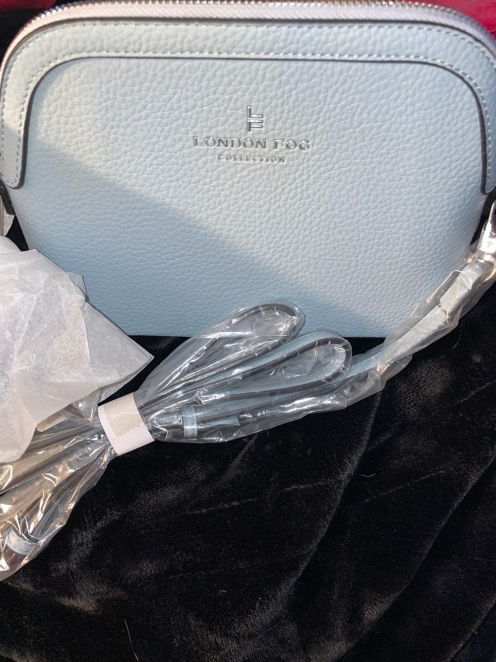 London Fog Light Blue Pebbled Crossbody
